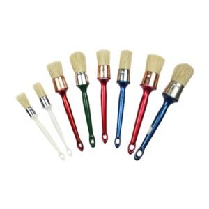 Boar Bristle Corner Detailed Cleaning Chalk Brush Round Head Brown Hair Paint Brushes with Wooden or Plastic Handle